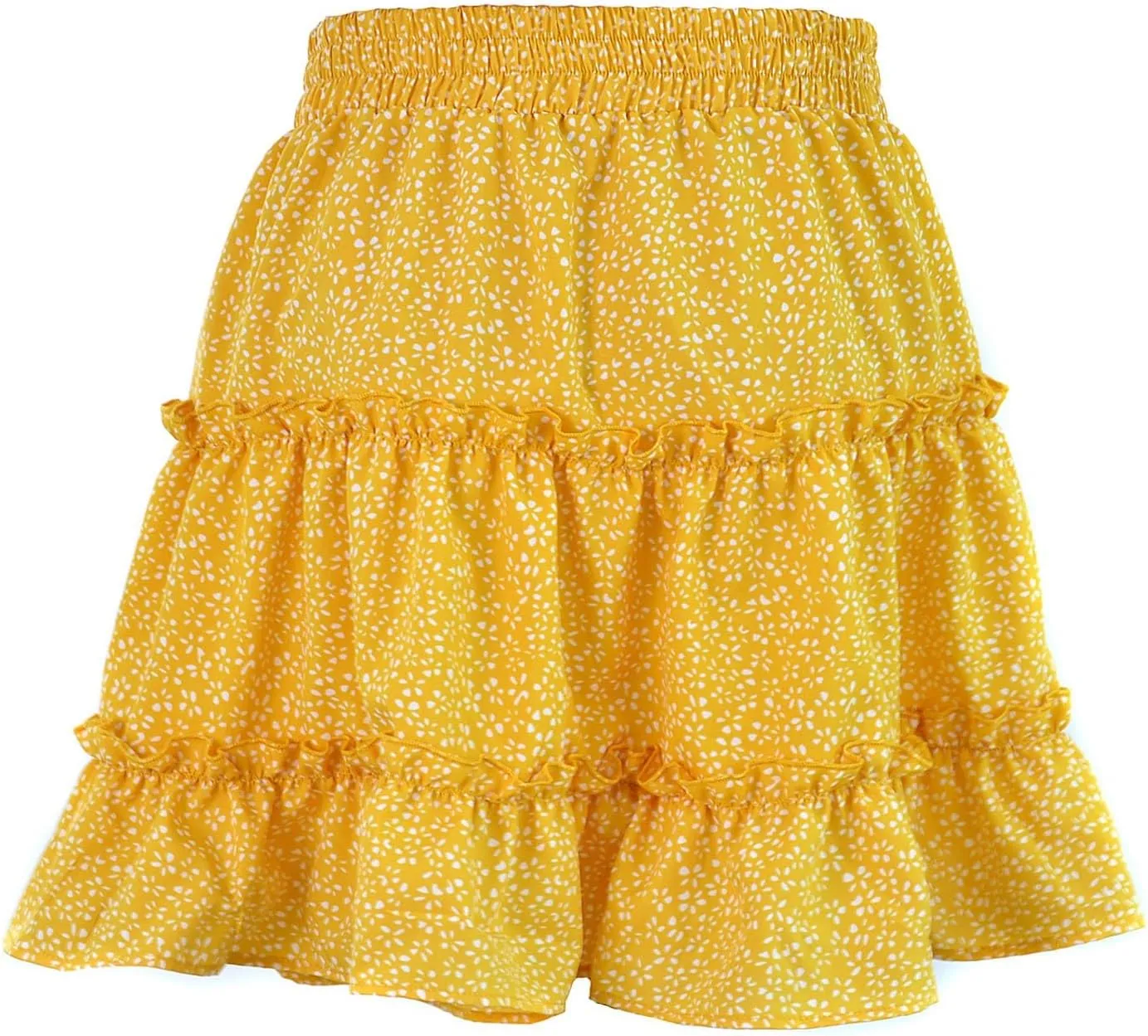 Women Summer Cute High Waist Ruffle Skirt Floral Print Swing Beach Mini Skirt Tennis Skirts for Girls