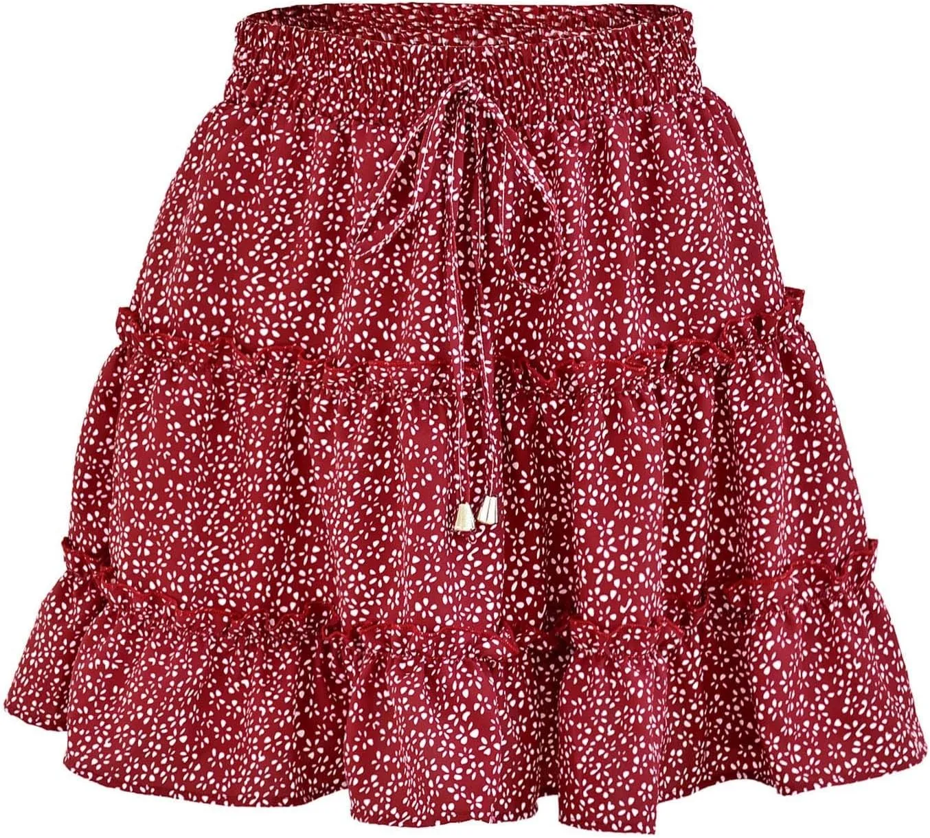 Women Summer Cute High Waist Ruffle Skirt Floral Print Swing Beach Mini Skirt Tennis Skirts for Girls