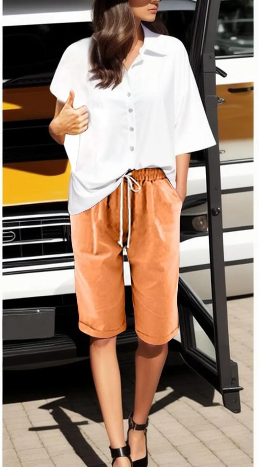 Women Wide Leg Linen Pants Summer Dressy High Waist Palazzo Pant Soft Pleated Front Trousers with Pocket