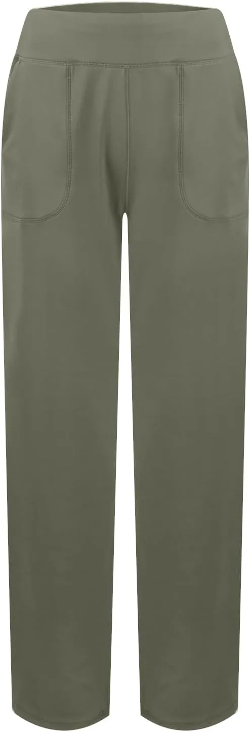 Women Wide Leg Yoga Pants with Pockets Tummy Control Flare Leggings Straight Leg Sweatpants Stretch Lounge Pants