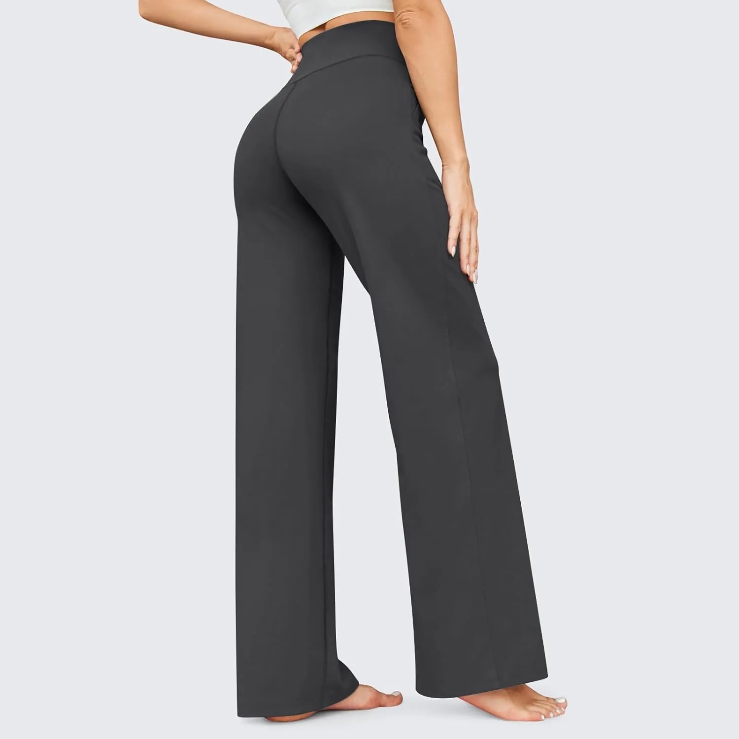 Women Wide Leg Yoga Pants with Pockets Tummy Control Flare Leggings Straight Leg Sweatpants Stretch Lounge Pants