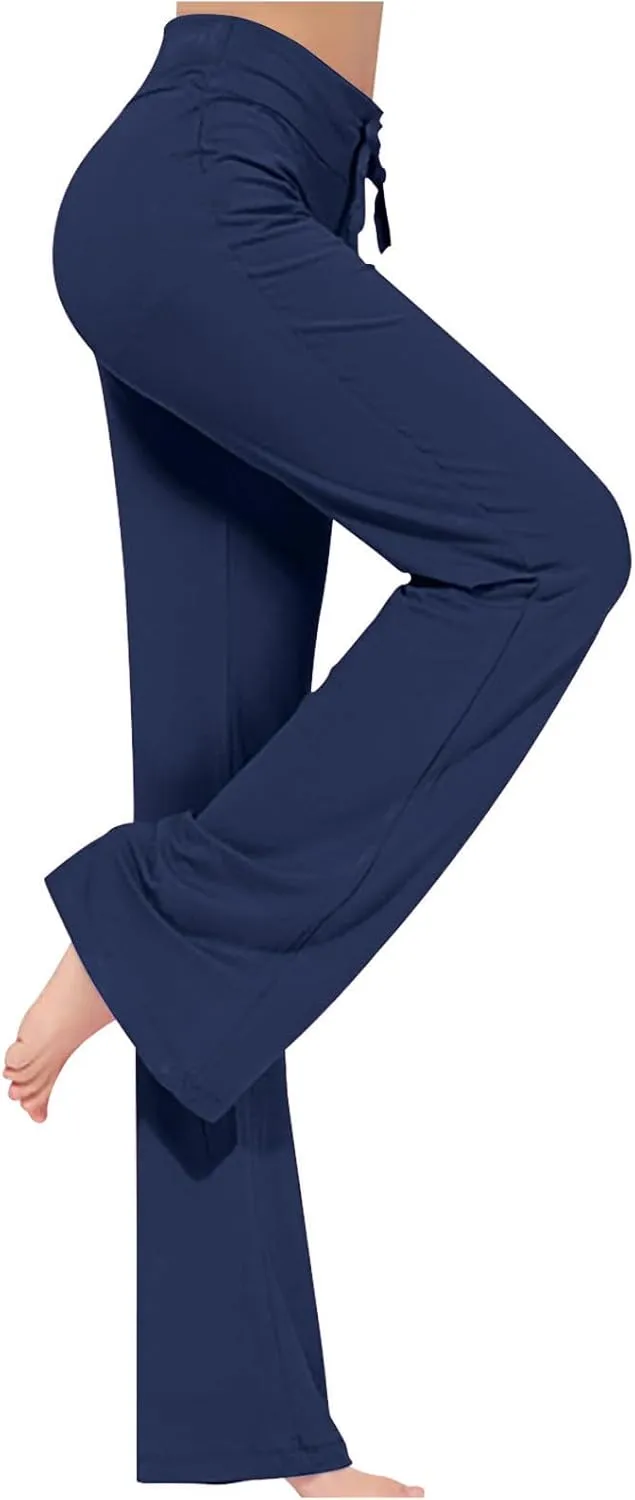 Women's Baggy Flared Pants Loose High Waist Wide Leg Pants Workout Out Leggings Casual Trousers Yoga Gym Pants