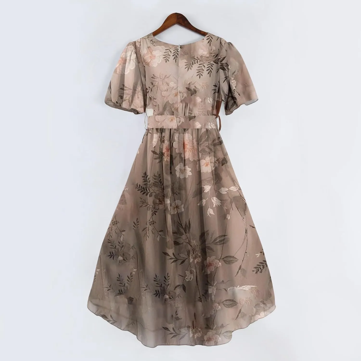 Womens Boho Floral Printed Chiffon Dresses 2025 Spring Elegant V Neck Belted Summer Wedding Prom Cocktail Midi Dress