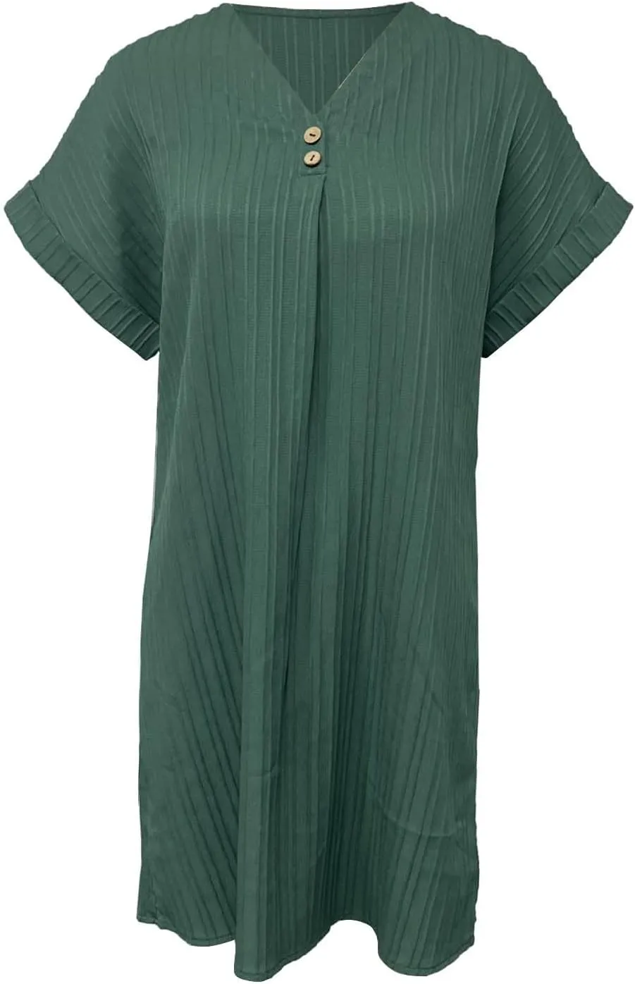 Womens Button Down Shirt Dresses Summer Cotton Linen Dress V-Neck Mini Dress Casual Short Sleeve Loose Tunic Dresses