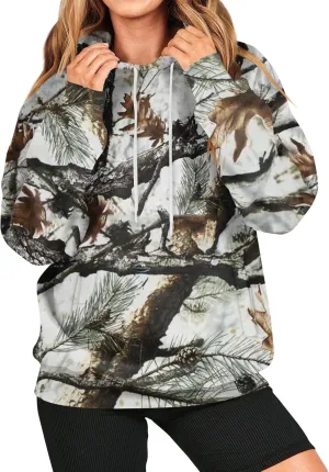 Womens Camo Hoodies Light Camo Hoodie Maple Oversized Hooded Sweatshirt Fleece Pullover Sweatshirts Long Sleeve with Pocket