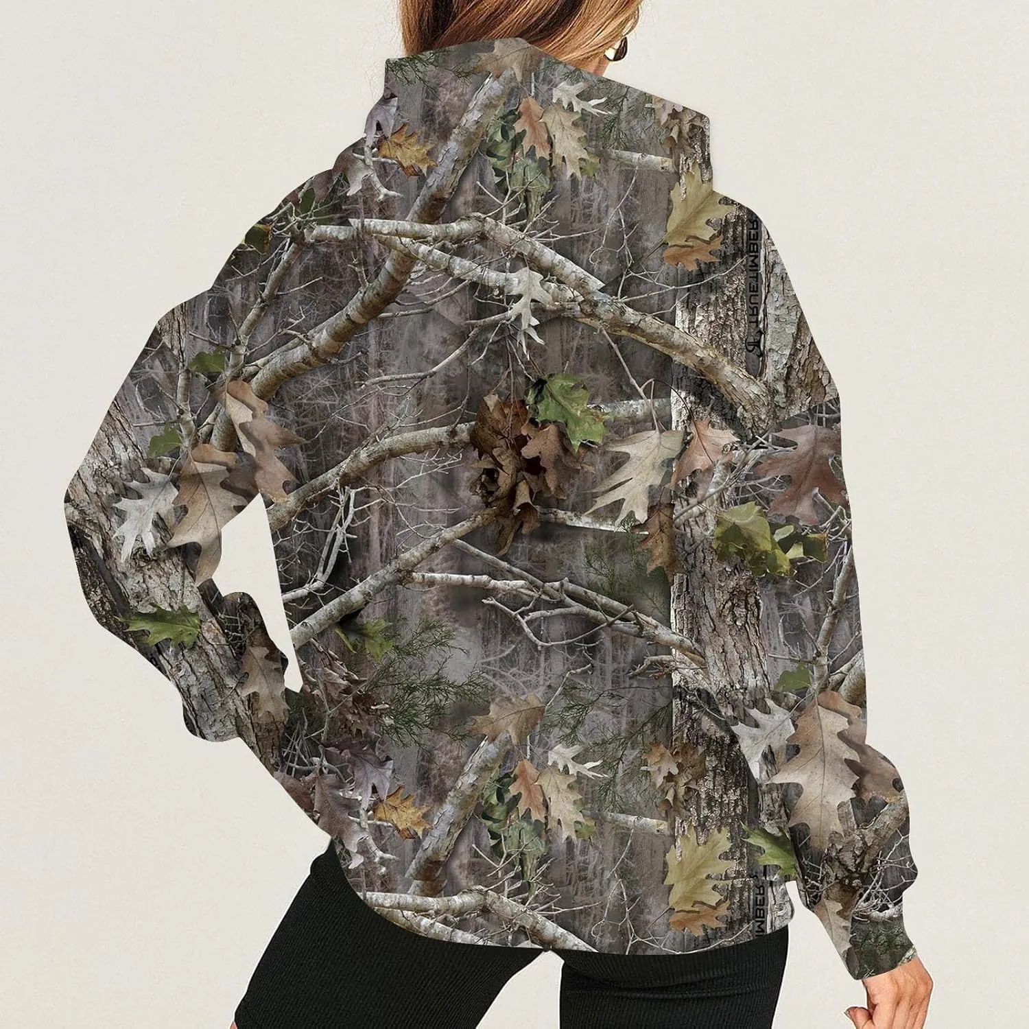 Womens Camo Hoodies Light Camo Hoodie Maple Oversized Hooded Sweatshirt Fleece Pullover Sweatshirts Long Sleeve with Pocket