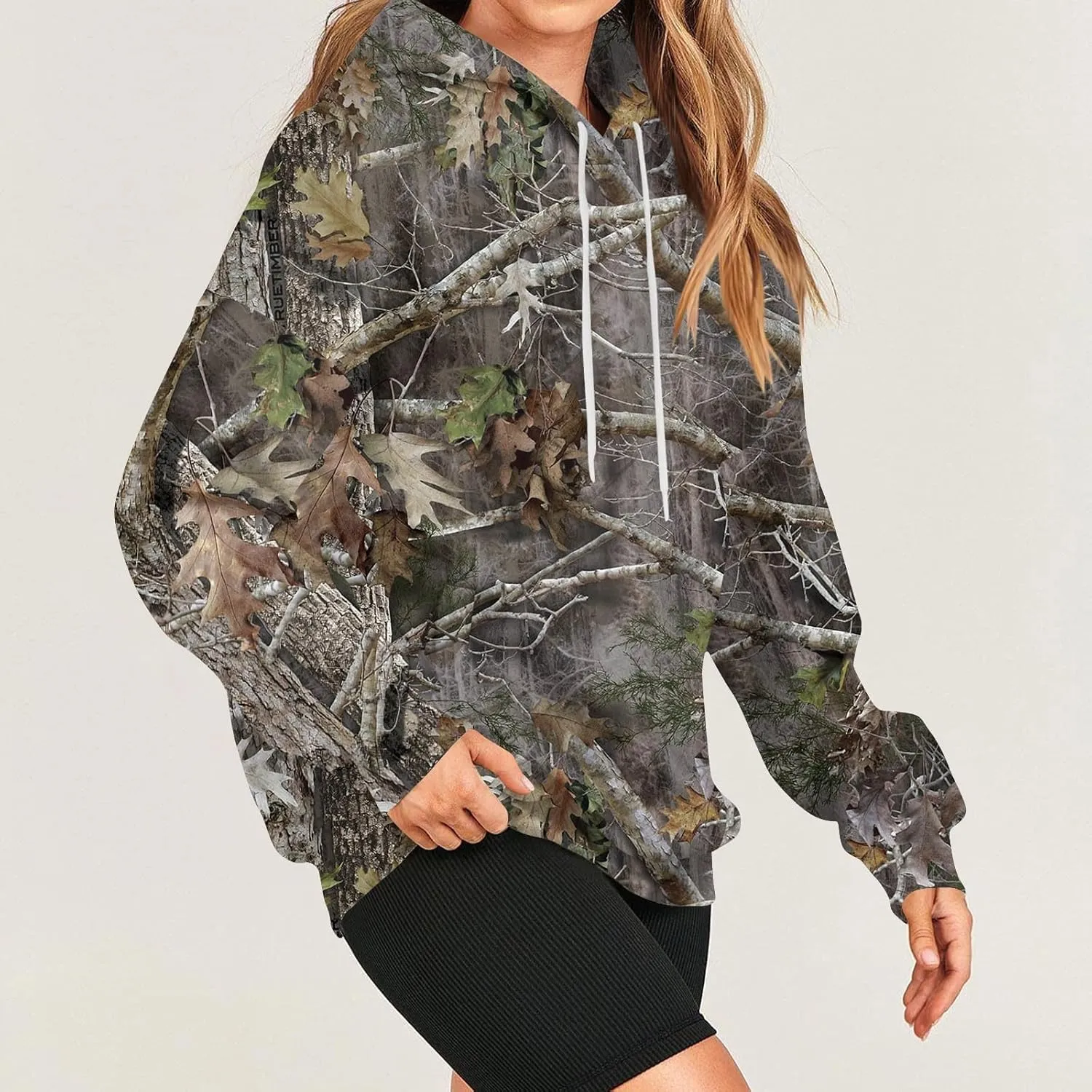 Womens Camo Hoodies Light Camo Hoodie Maple Oversized Hooded Sweatshirt Fleece Pullover Sweatshirts Long Sleeve with Pocket