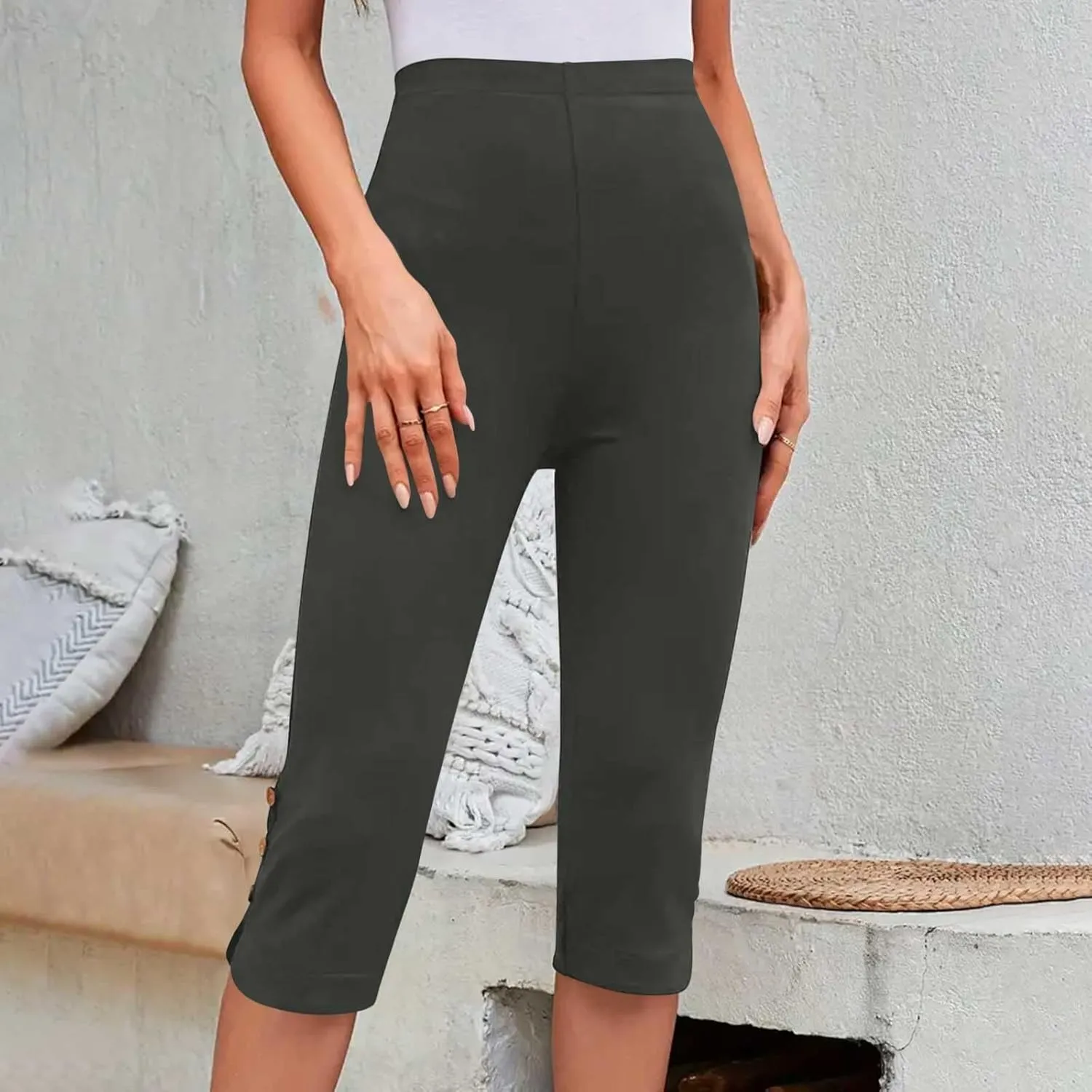 Womens Capris for Summer Dressy Cropped High Waist Yoga Pants Comfy Stretchy Leggings Workout Compression Pants