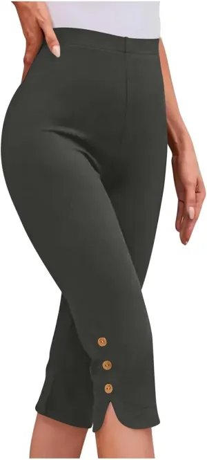 Womens Capris for Summer Dressy Cropped High Waist Yoga Pants Comfy Stretchy Leggings Workout Compression Pants