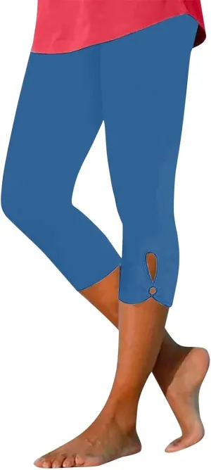 Womens Capris for Summer Dressy Cropped High Waist Yoga Pants Comfy Stretchy Leggings Workout Compression Trouser