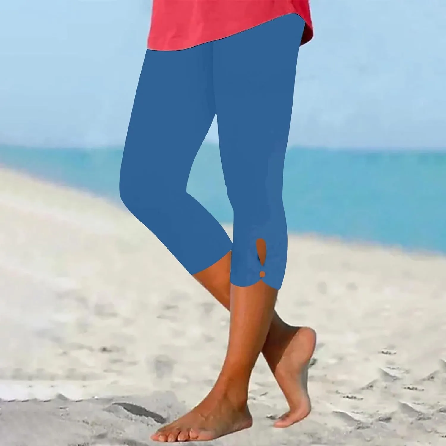 Womens Capris for Summer Dressy Cropped High Waist Yoga Pants Comfy Stretchy Leggings Workout Compression Trouser