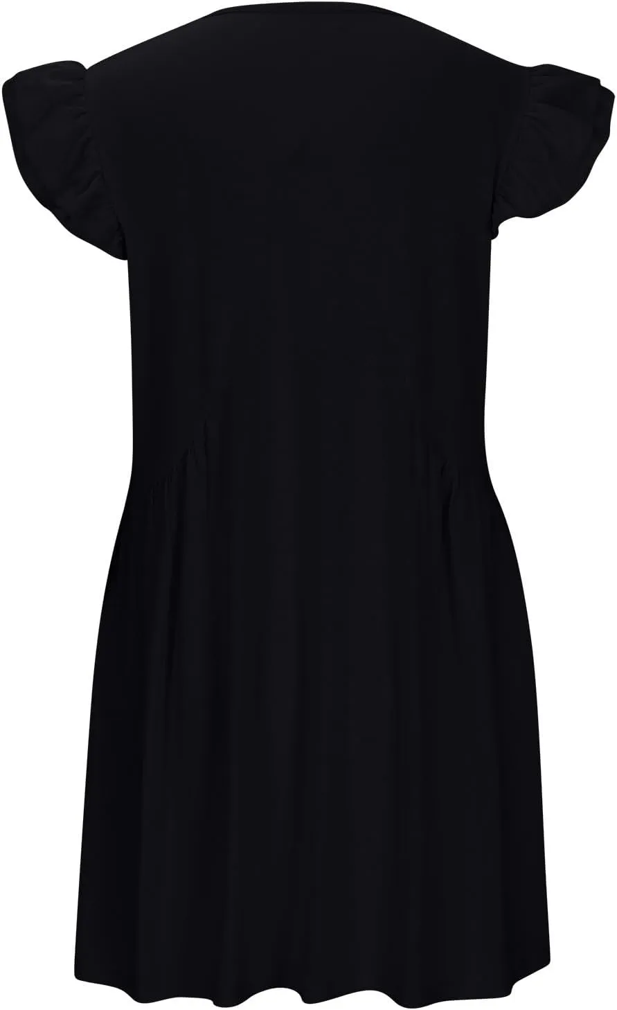 Womens Casual Short Dress Flutter Short Sleeve Ruffle Dresses Trendy Flowy V-Neck Swing Dress A-Line Mini Sundress