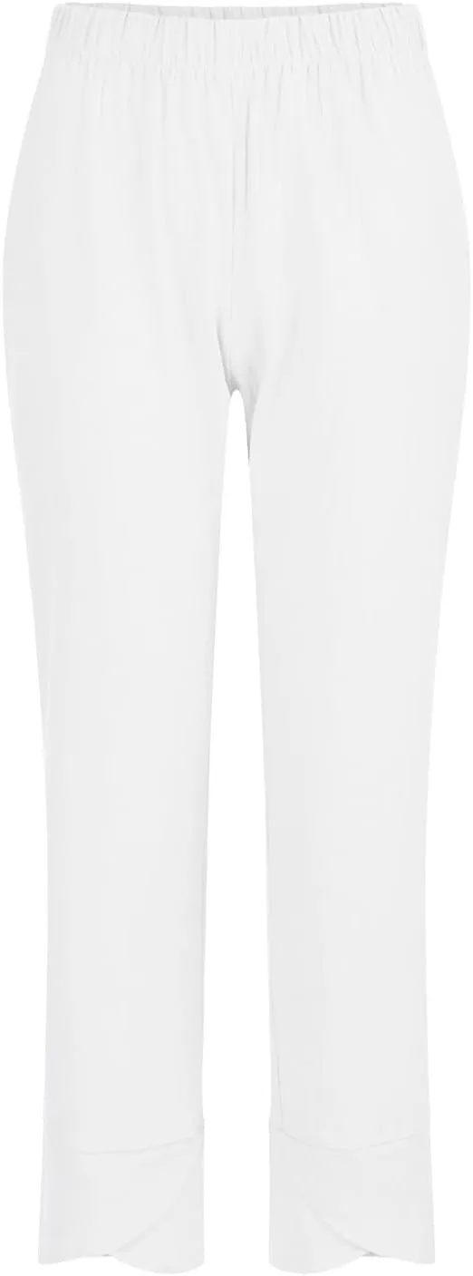 Womens Cotton Linen Casual Summer Capri Pants Printed Cropped Comfy Baggy Trousers with Pockets Palazzo Lounge Pants