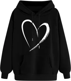 Womens Cute Heart Hoodies Graphic Pullover Fall Fashion Hooded Drawstring Sweatshirt Teen Girls Long Sleeve Sweater Womens Cute Heart Hoodies Graphic Pullover Fall Fashion Hooded Drawstring Sweatshirt Teen Girls Long Sleeve Sweater
