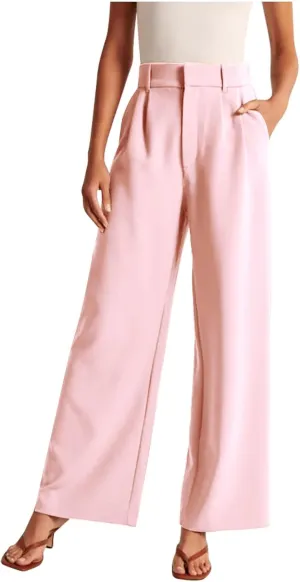 Women's Fall Fashion 2024 Wide Leg Pants Work Business Casual Trousers High Waisted Palazzo Trousers Office Flowy Dress Pants