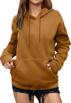 Womens Fashion Solid Color Long Sleeve Baggy Cute Oversized Hoodies 2024 Casual Y2K Pullover Sweatshirts Fall Oufits