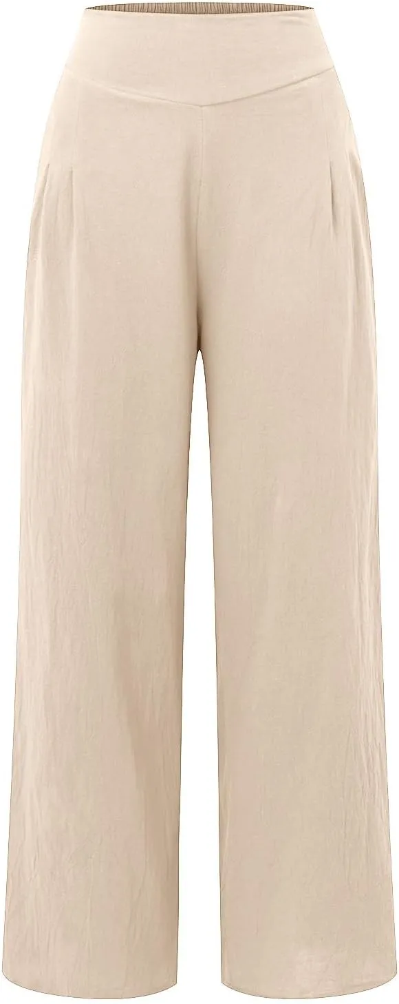 Women's Fleece Lined Pants Winter Colorful Beach Palazzo with Pockets Straight Leg Flare Leggings