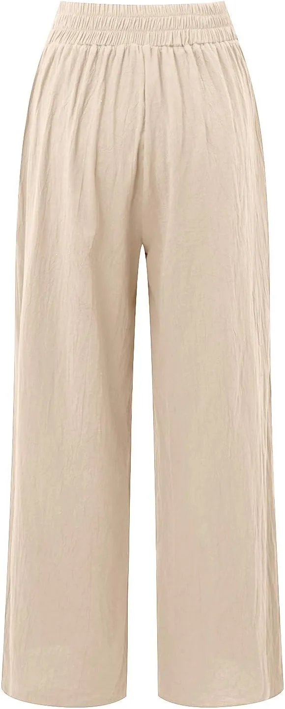 Women's Fleece Lined Pants Winter Colorful Beach Palazzo with Pockets Straight Leg Flare Leggings