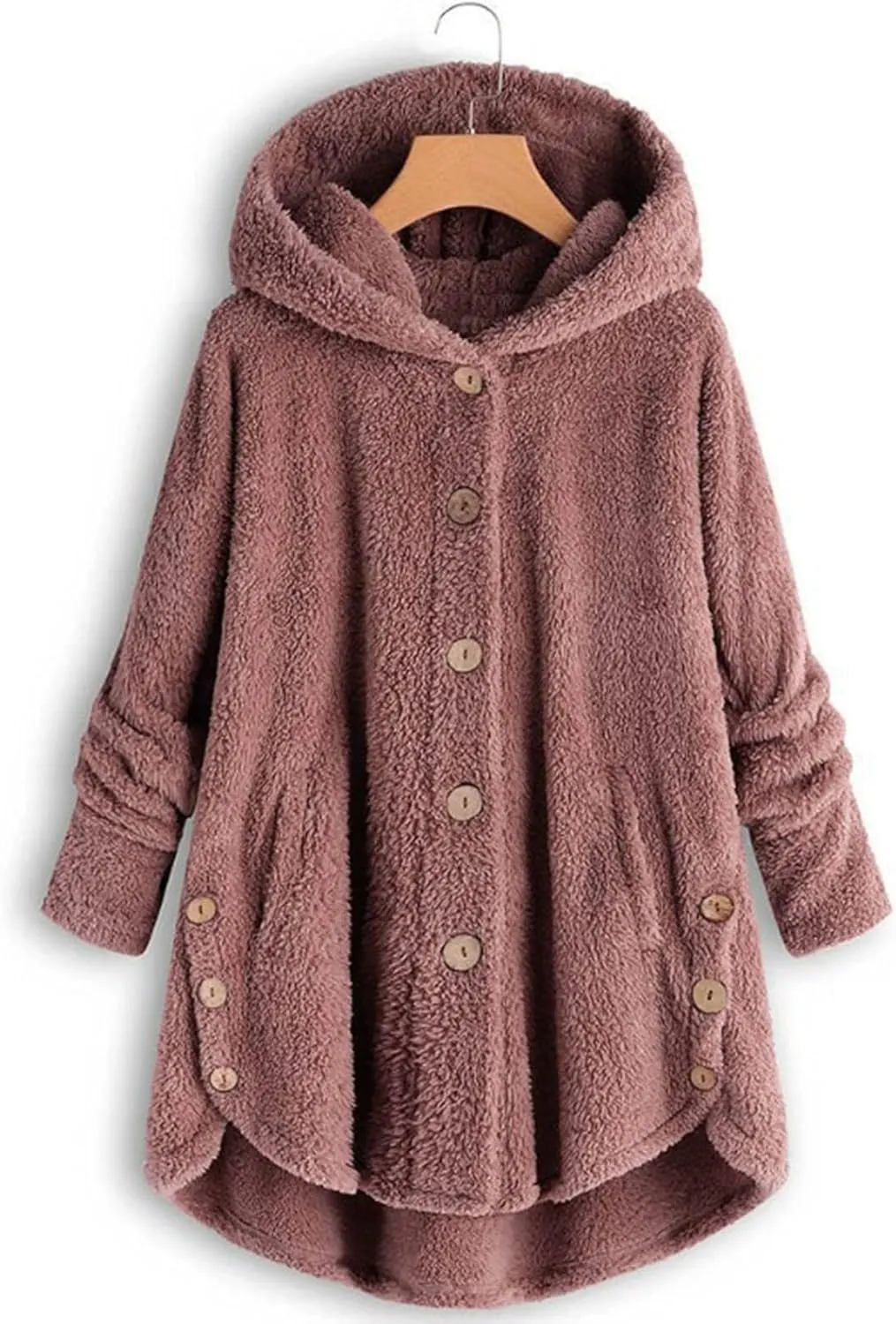 Womens Fleece Sherpa Hoodie Winter Warm Fuzzy Jacket Coats Outerwear with Pocket OverSize Pullover Hoodies