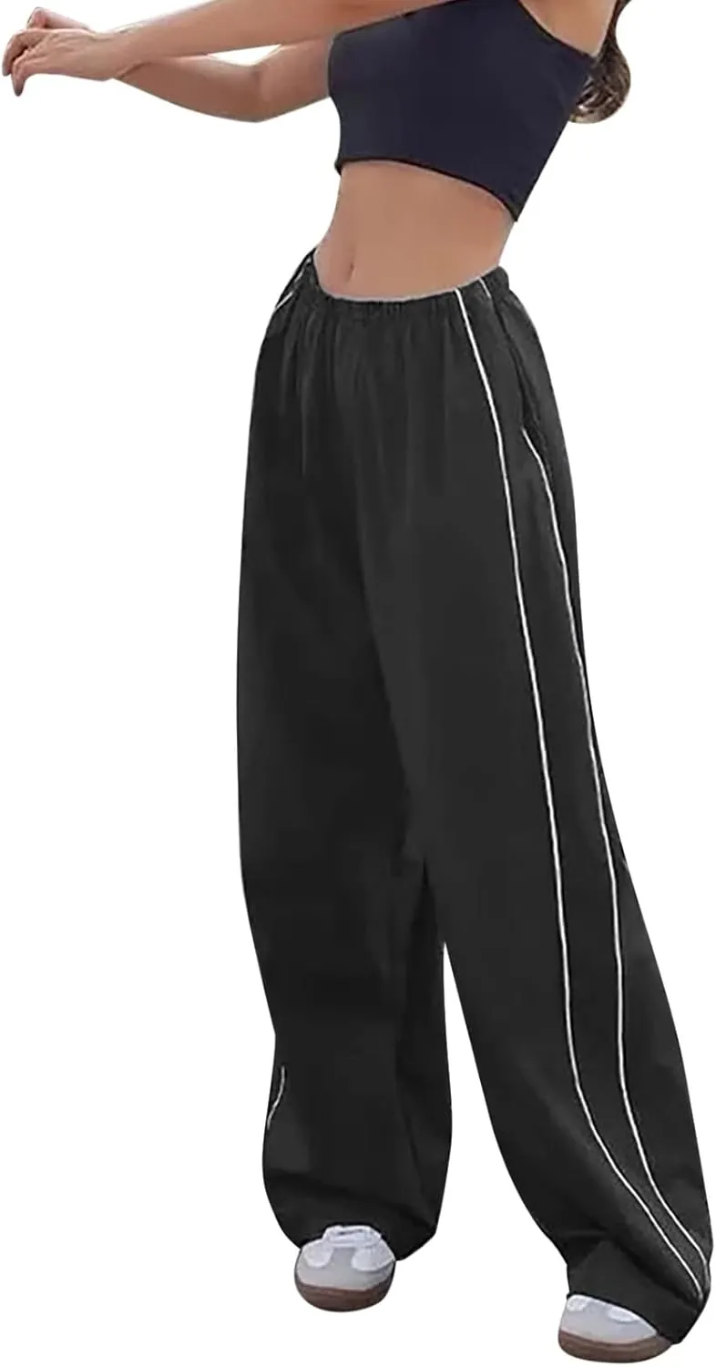 Women's Flowy Wide Leg Pants Winter Cozy Beach Thermal with Pockets Barrel Pants High Waisted