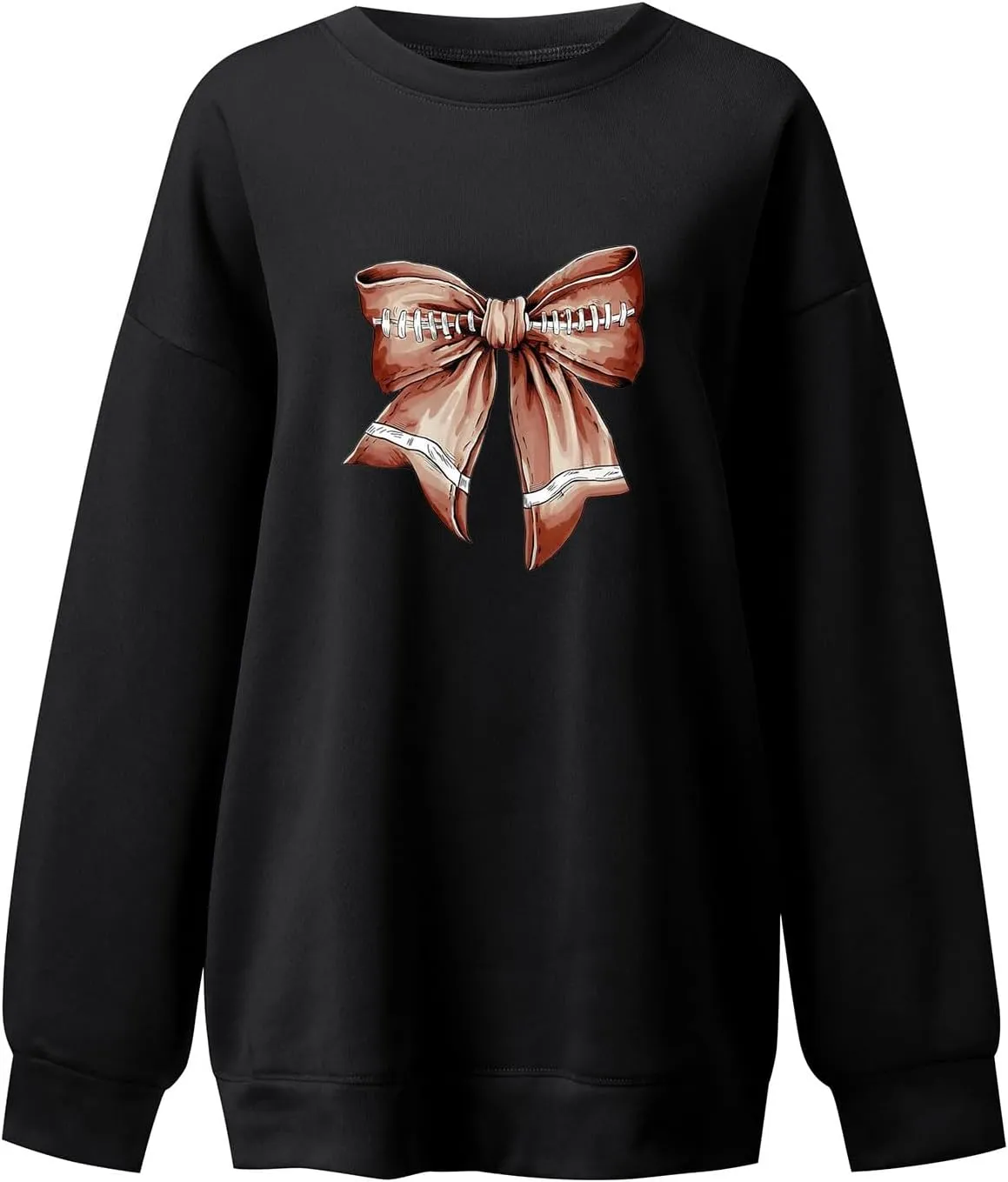 Womens Football Sweatshirt with Bows Game Day Sweatshirt Women Pullover Crewneck Football Season Long Sleeve Tops