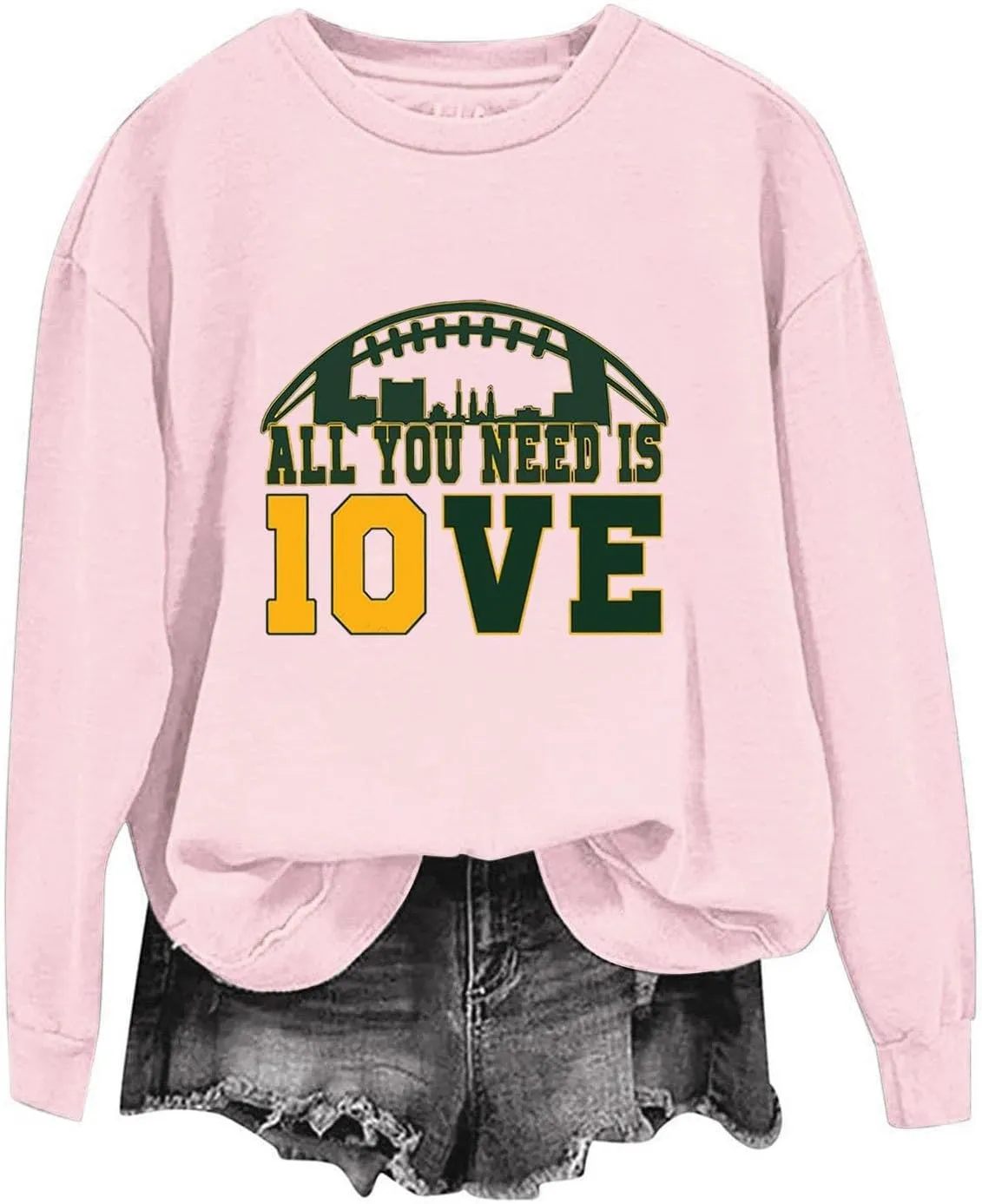 Womens Football Sweatshirt with Bows Game Day Sweatshirt Women Pullover Crewneck Football Season Long Sleeve Tops