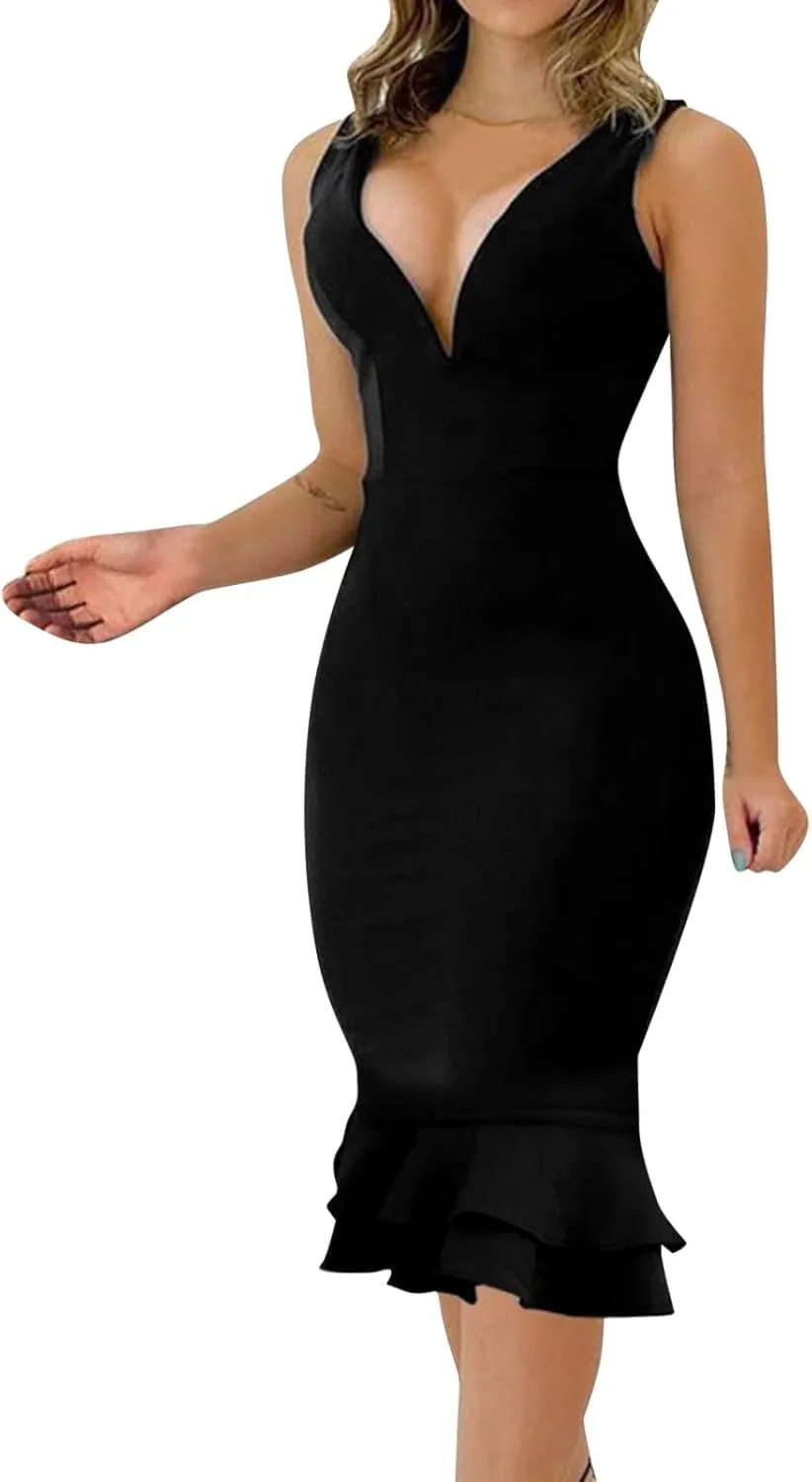 Women's Glitter Party Dresses Sexy V Neck Long Sleeve Faux Wrap Ruched Bodycon Sparkly Night Club Dress Satin Dresses