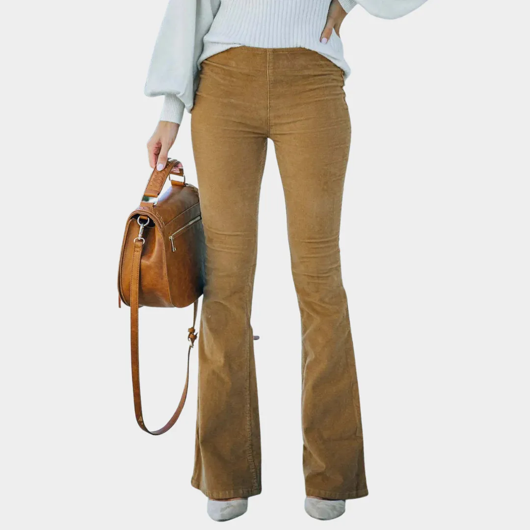 Women's High Waist Flare Pants - Stretch Fit Wide Leg Trousers - Elegant & Stylish - Multiple Colours