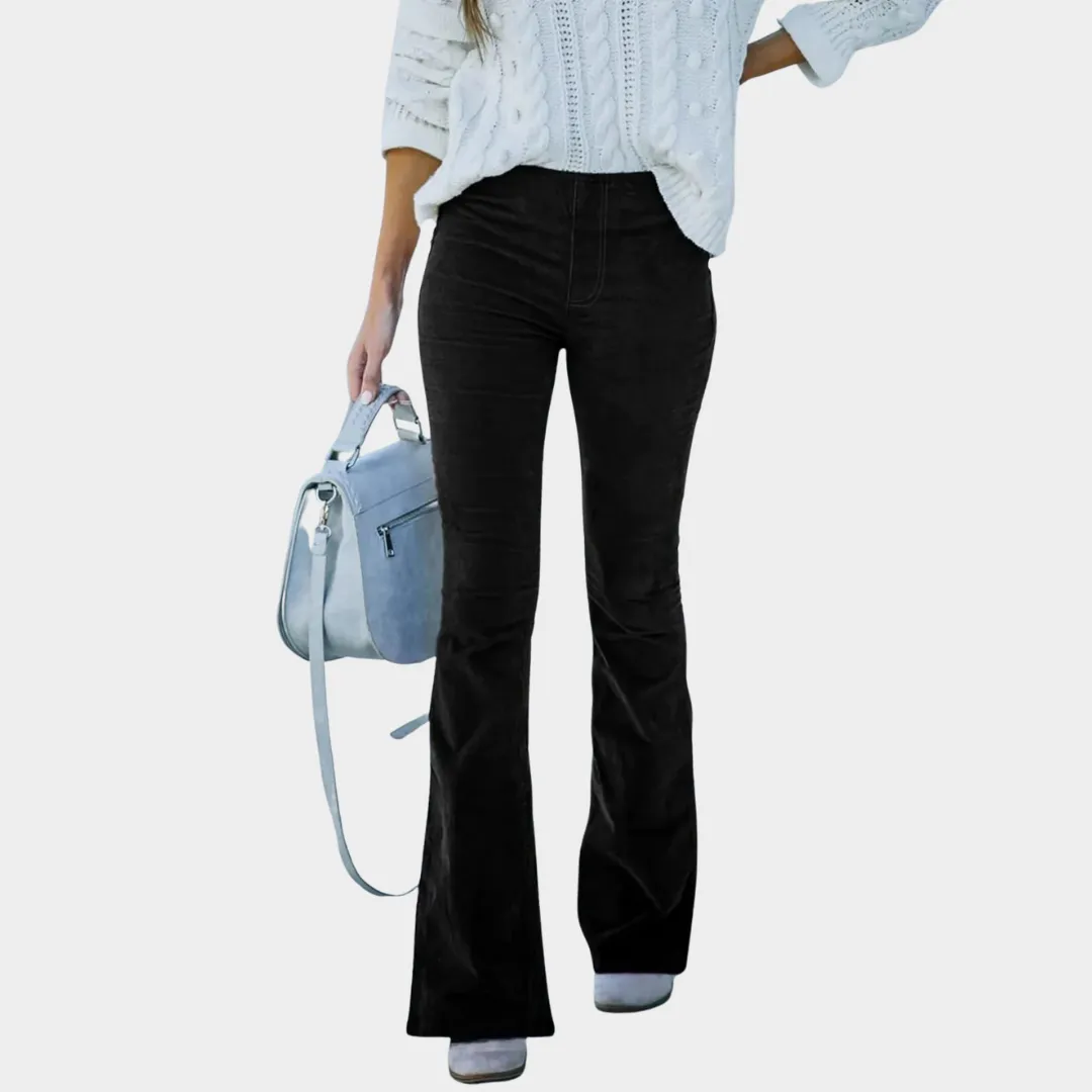 Women's High Waist Flare Pants - Stretch Fit Wide Leg Trousers - Elegant & Stylish - Multiple Colours