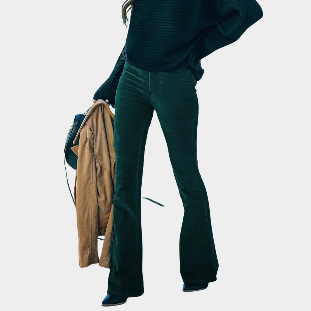 Women's High Waist Flare Pants - Stretch Fit Wide Leg Trousers - Elegant & Stylish - Multiple Colours