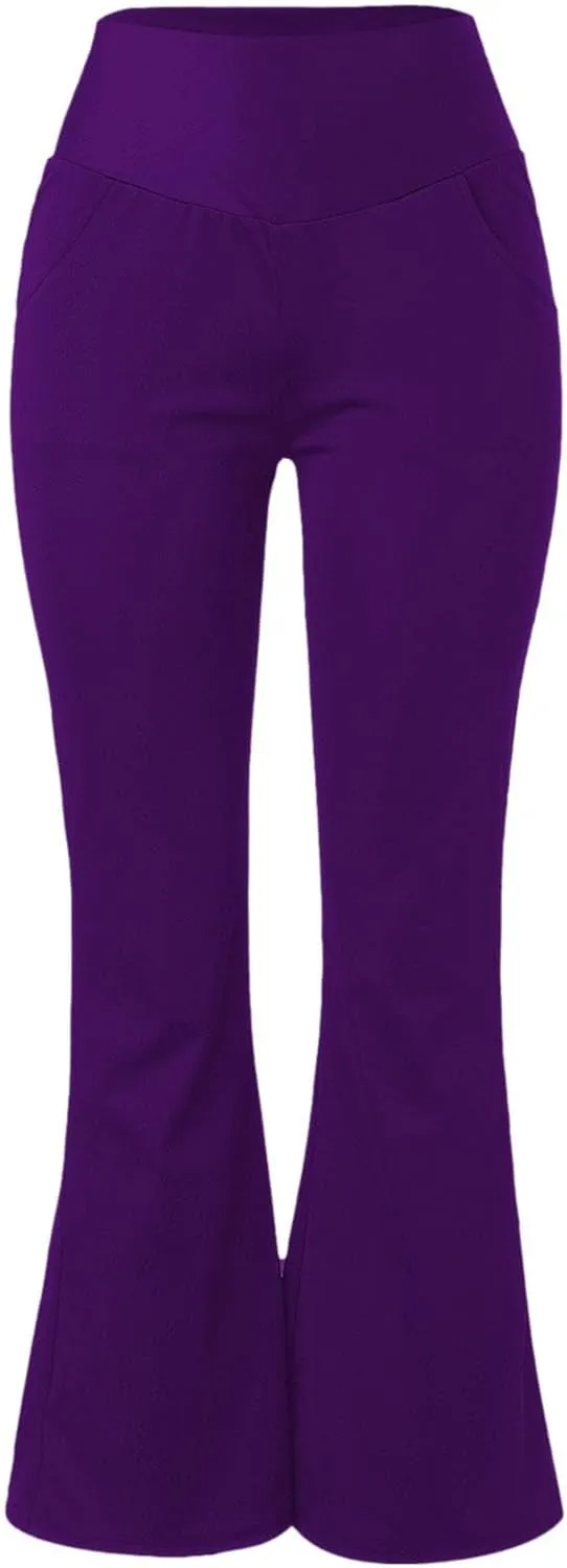 Womens High Waist Pant with Pockets Soft Sport Yoga Flared Leggings Workout Running Trousers Girls Workout Pants
