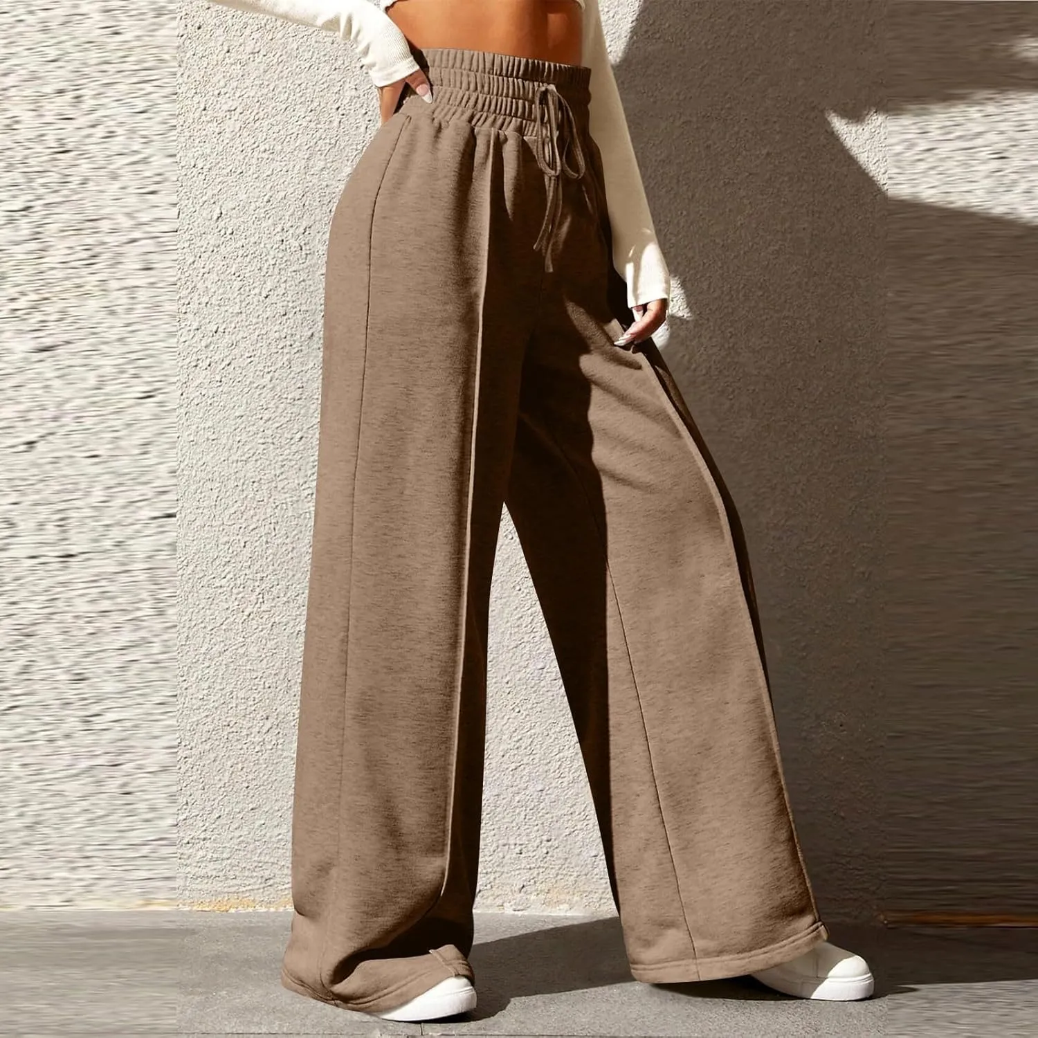 Womens High Waisted Sweatpants Trendy Workout Active Joggers Pants Baggy Lounge Bottoms Drawstring Wide Leg Pants