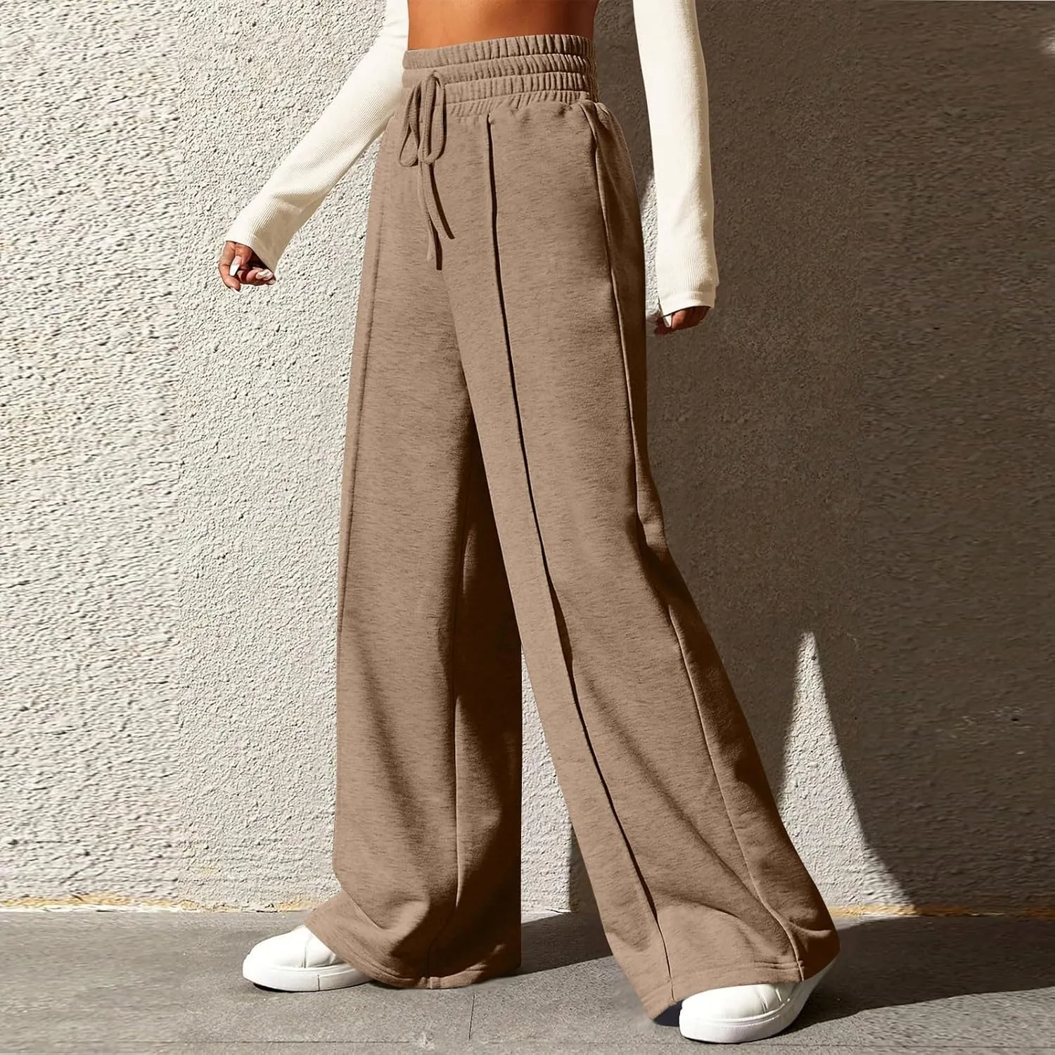 Womens High Waisted Sweatpants Trendy Workout Active Joggers Pants Baggy Lounge Bottoms Drawstring Wide Leg Pants