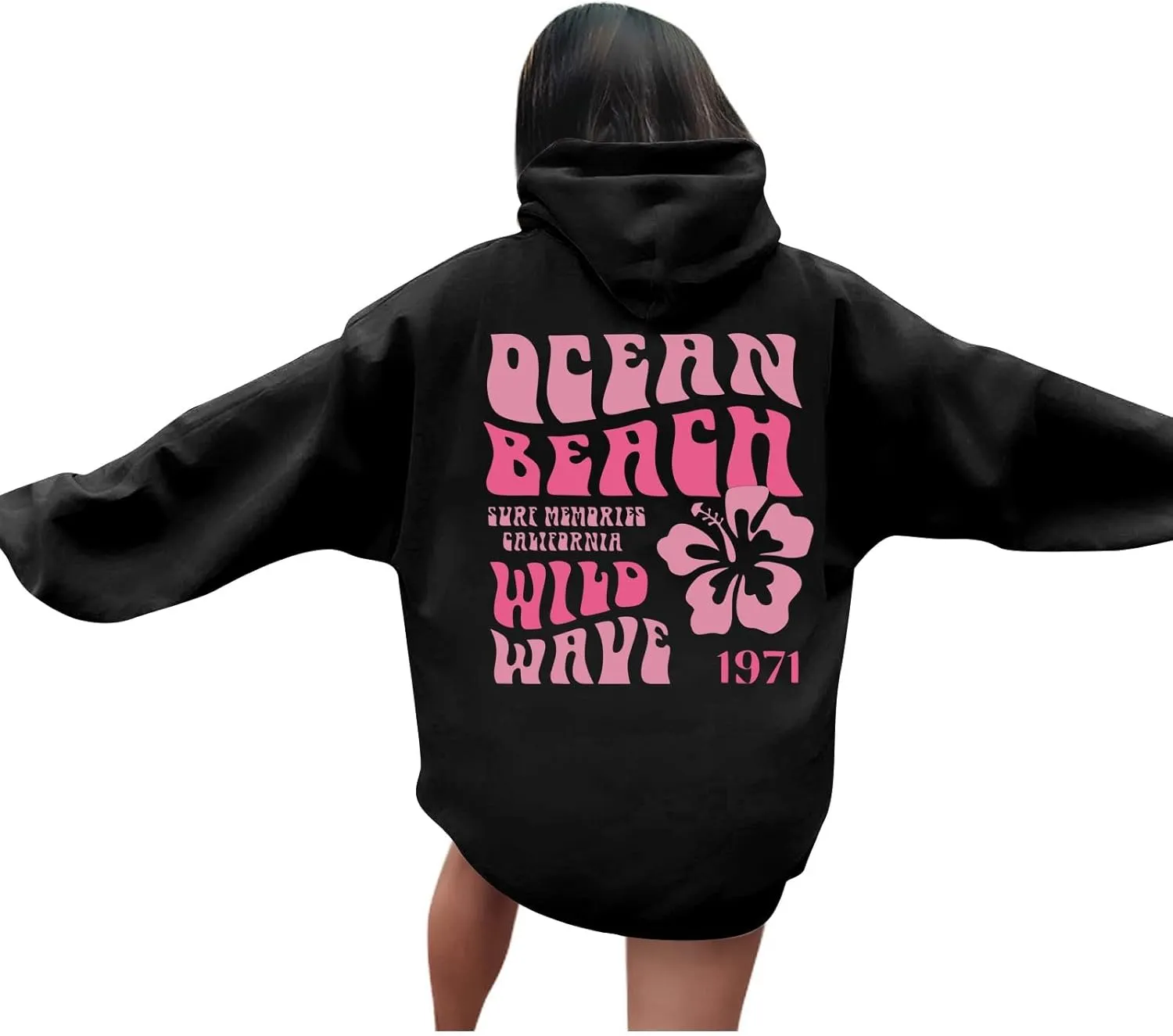 Women's Oversized Full Zip Hoodies Y2K Cute Preppy Graphic Zip Up Sweat Jackets For Teen Girls with Pockets