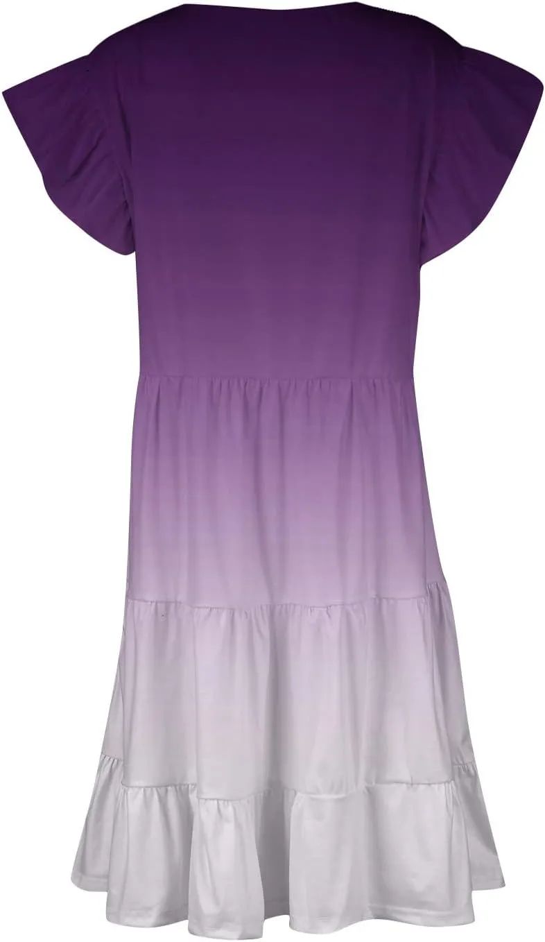 Women's Plus Size Dresses for Curvy Floral Print Short Sleeve Loose Large Hem Tshirt Dresses with Pockets