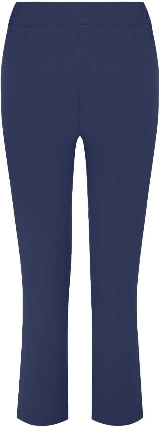 Womens Roll Up Straight Leg Linen Pants Casual Drawstring Elastic Waist Loose Slacks Lounge Petite Pants with Pockets