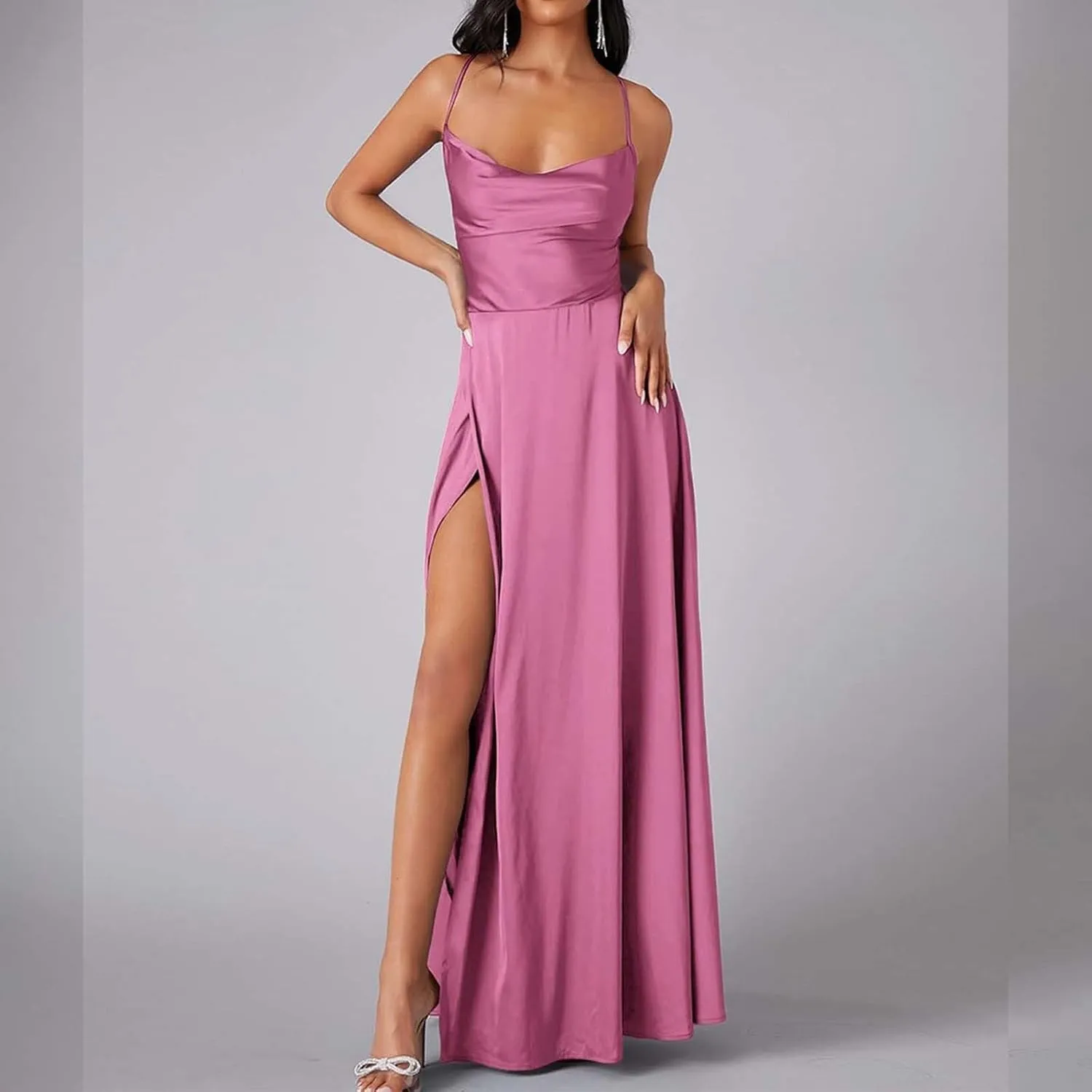 Women's Sexy Lounge Slip Long Dress Elegant Sleeveless Backless Ribbed Bodycon Maxi Dresses Evening Party Slit Long Dresses