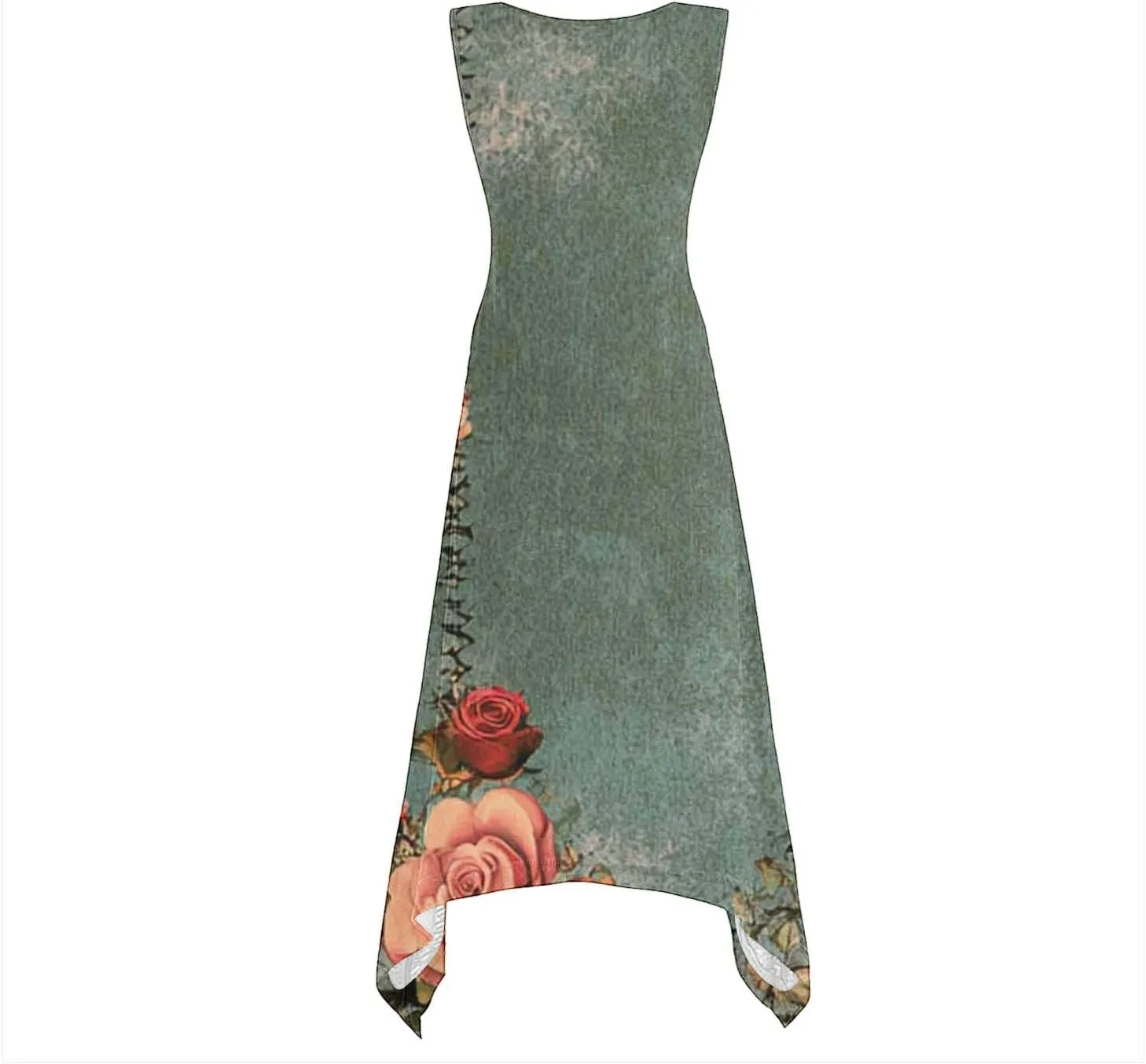 Womens Summer Dresses Loose Sleeveless Crew Neck Beach Irregular Dress with Pockets Printed 2025 Fashion Sundresses
