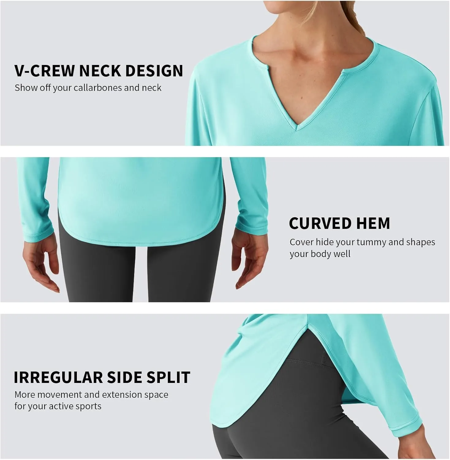 Women's V-Neck UPF 50 Swim Rash Guard Shirt