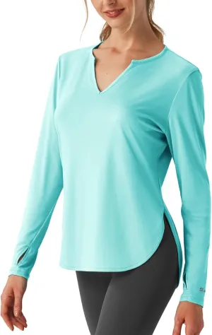 Women's V-Neck UPF 50 Swim Rash Guard Shirt