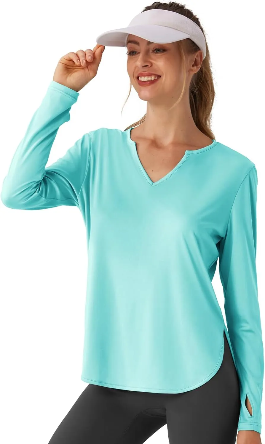 Women's V-Neck UPF 50 Swim Rash Guard Shirt