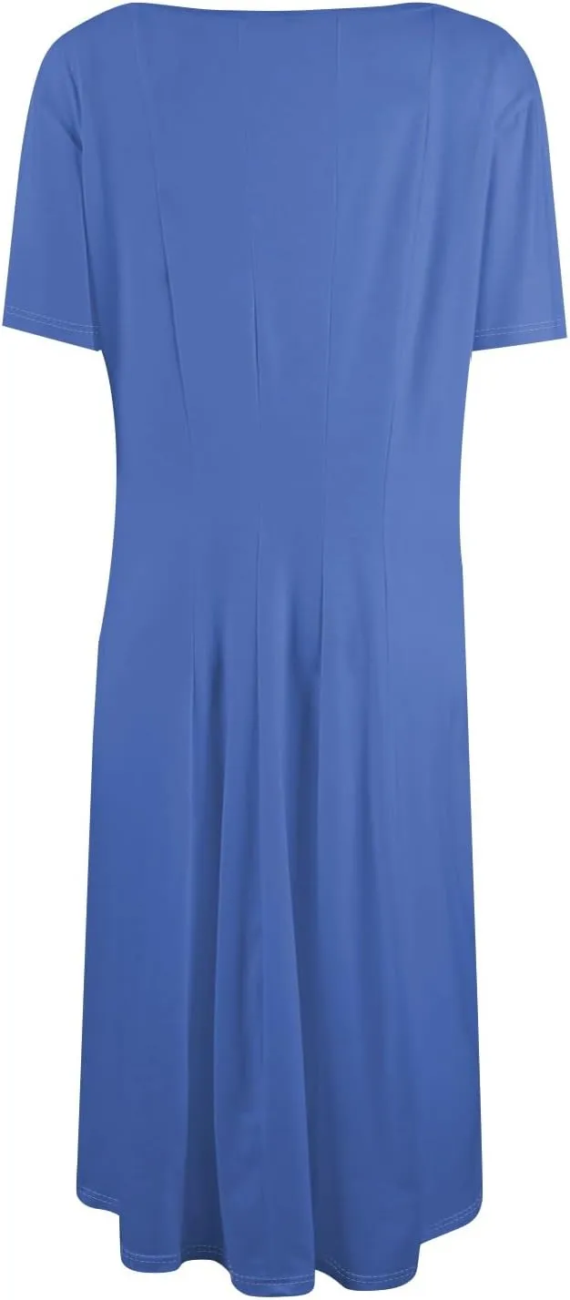 Women's Vacation Dresses 2025 Casual Loose Trendy Short Sleeve Round Neck Solid Color Gradient Midi Plus Size, S-3XL
