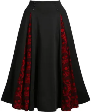 Women's Vintage Gothic Victorian Skirt Lace Patchwork High Waist Midi Skirt Goth Pleated Skirt Steampunk Skirt