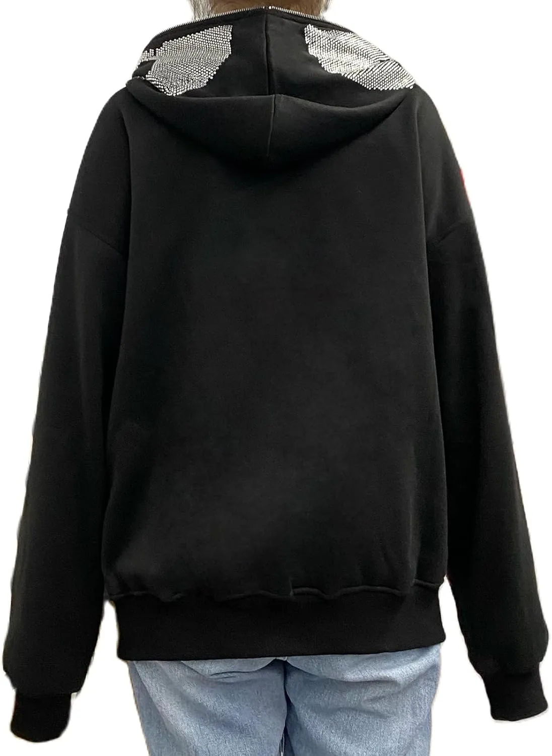 Y2K Hoodie Full Zip Up Hoodie Over Face Women Men Skeleton Skull Print Hooded Aesthetic Sweatshirts
