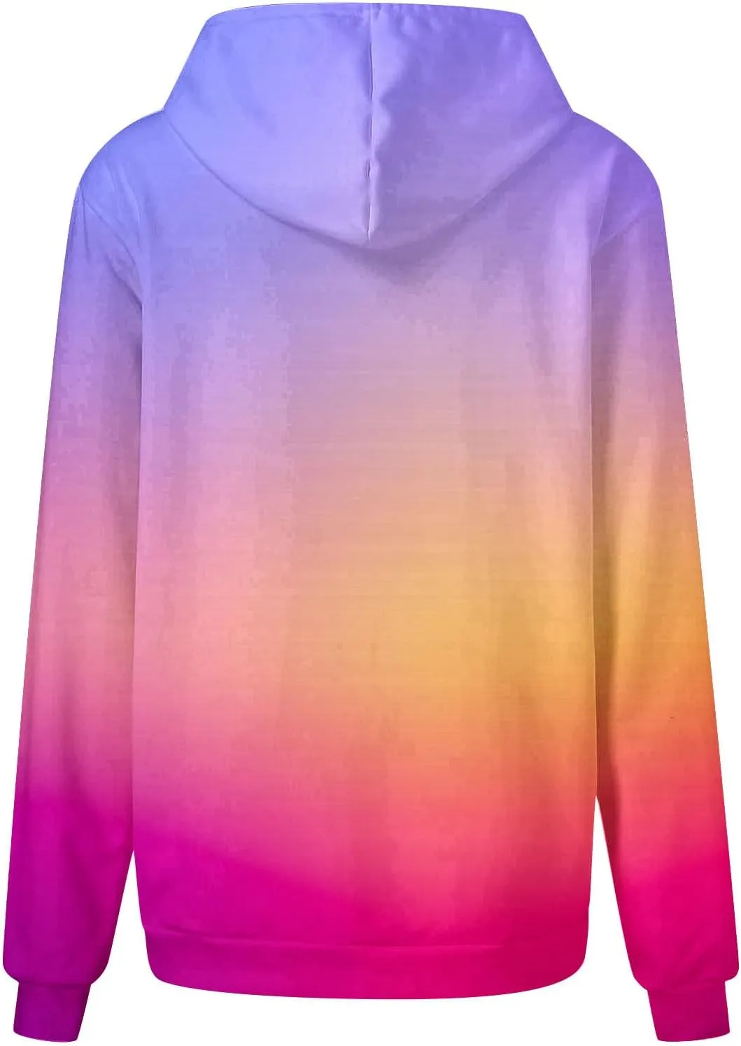 ZDRZK Hoodies For Women Gradient Print Casual Crewneck Long Sleeve Sweatshirts Hooded Loose Fit Oversized Pullover