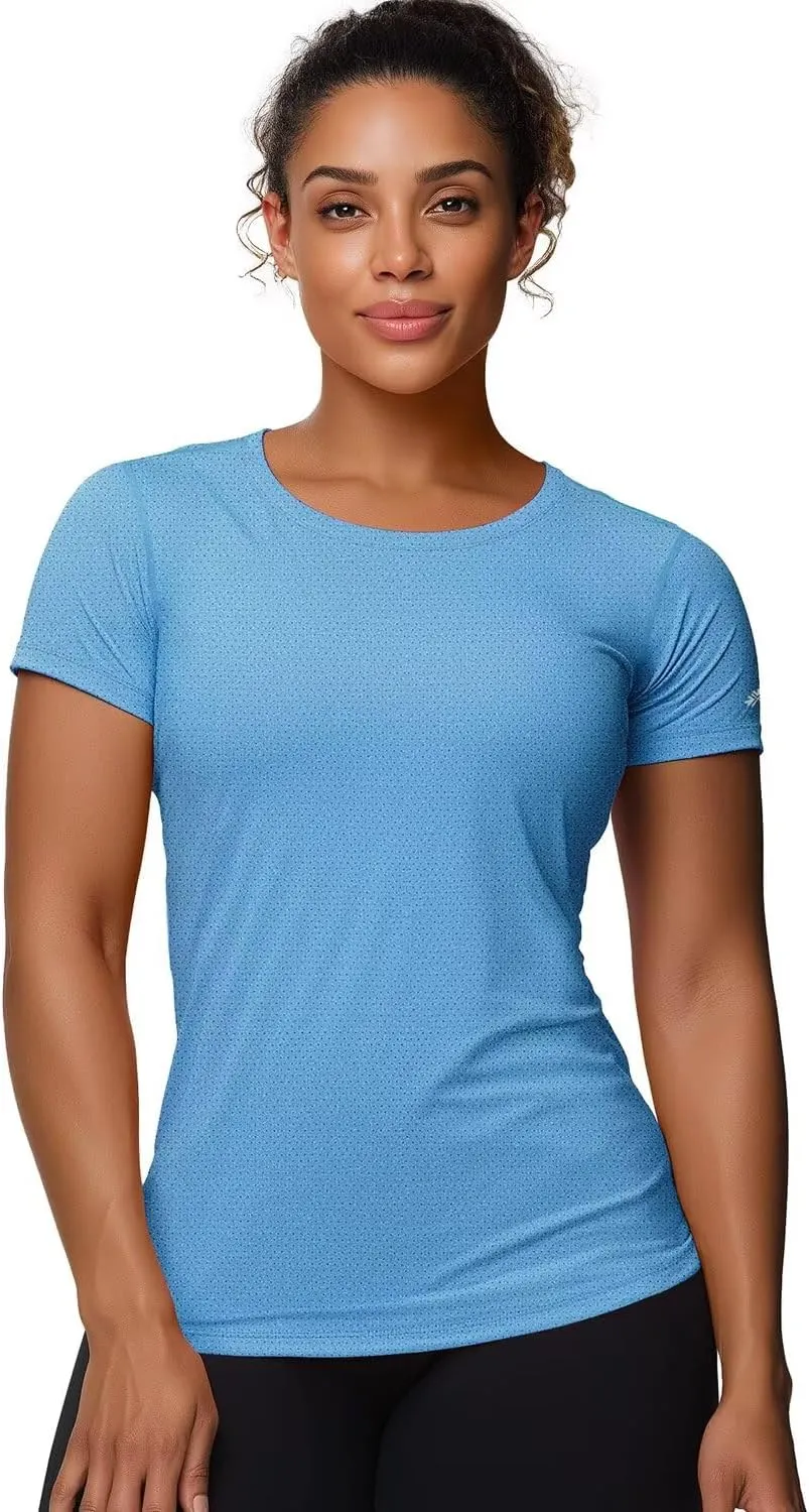 Zengjo Womens Athletic Tops Short Sleeve Slim Fitted Quick Dry Moisture Wicking Workout T-Shirt for Gym Running Yoga