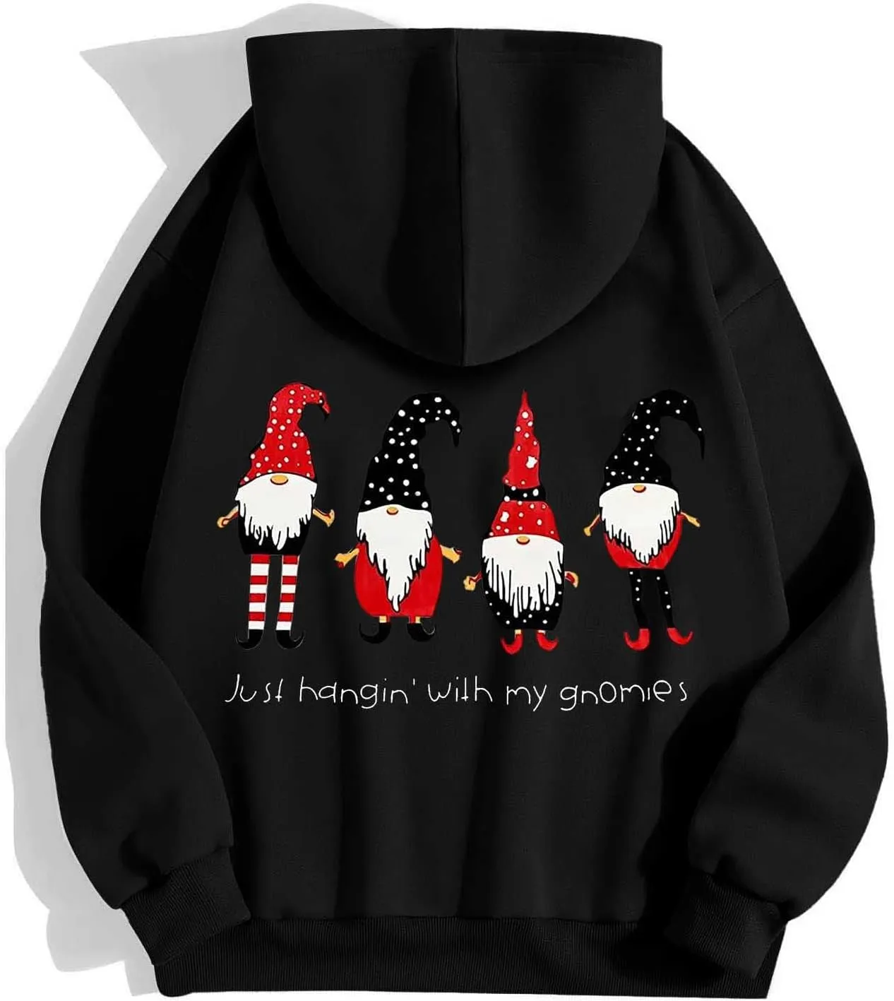 Zip Up Hoodie Women Oversized Christmas Santa Long Sleeve Crewneck Jacket Drawstring Hoodies with Pockets