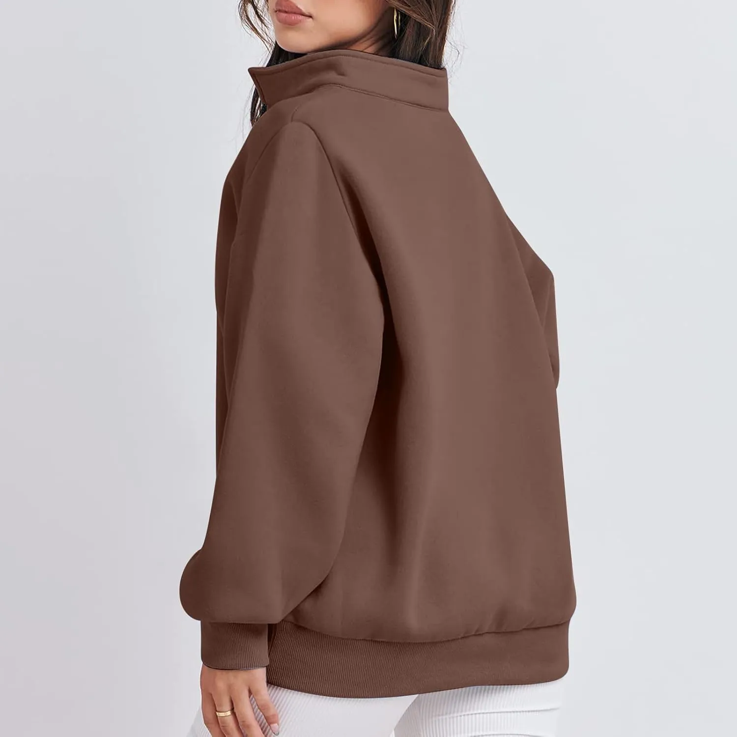 Zip Up Hoodies For Women Oversized Long Sleeve Crop Sweatshirt Quarter Zip Pullover Tops Fall Fashion Clothes 2023