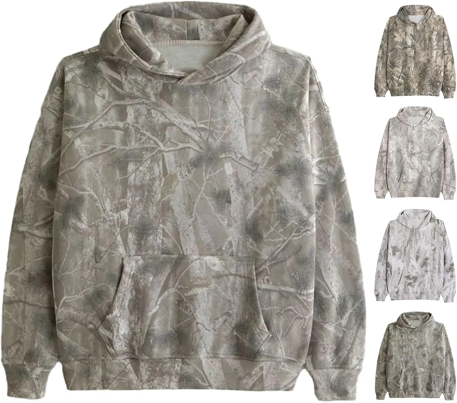 ZWRXW Womens Maple Leaf Print Camo Hoodies Oversized Long Sleeve Hooded Sweatshirt Fall Fashion Pullover Tops with Pocket