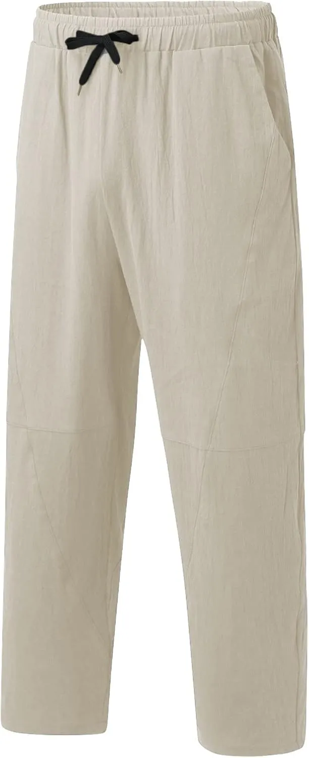 ZYXTIM Men's Casual Harem Pants Plus Size Elastic Waist Tapered Leg Plain Loose Summer Beach Trousers Low Rise Hippie Bottoms